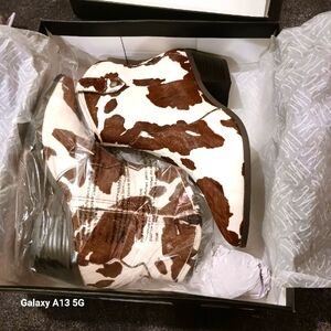 Cow Print Ankle Boots INC